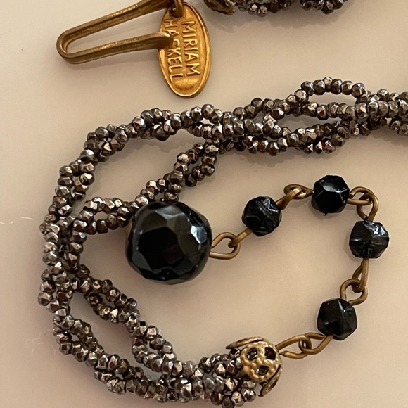 Haskell Diamonte Pearl Gold Filigree Black Pendant Signed Vintage Necklace - Picture 14 of 14